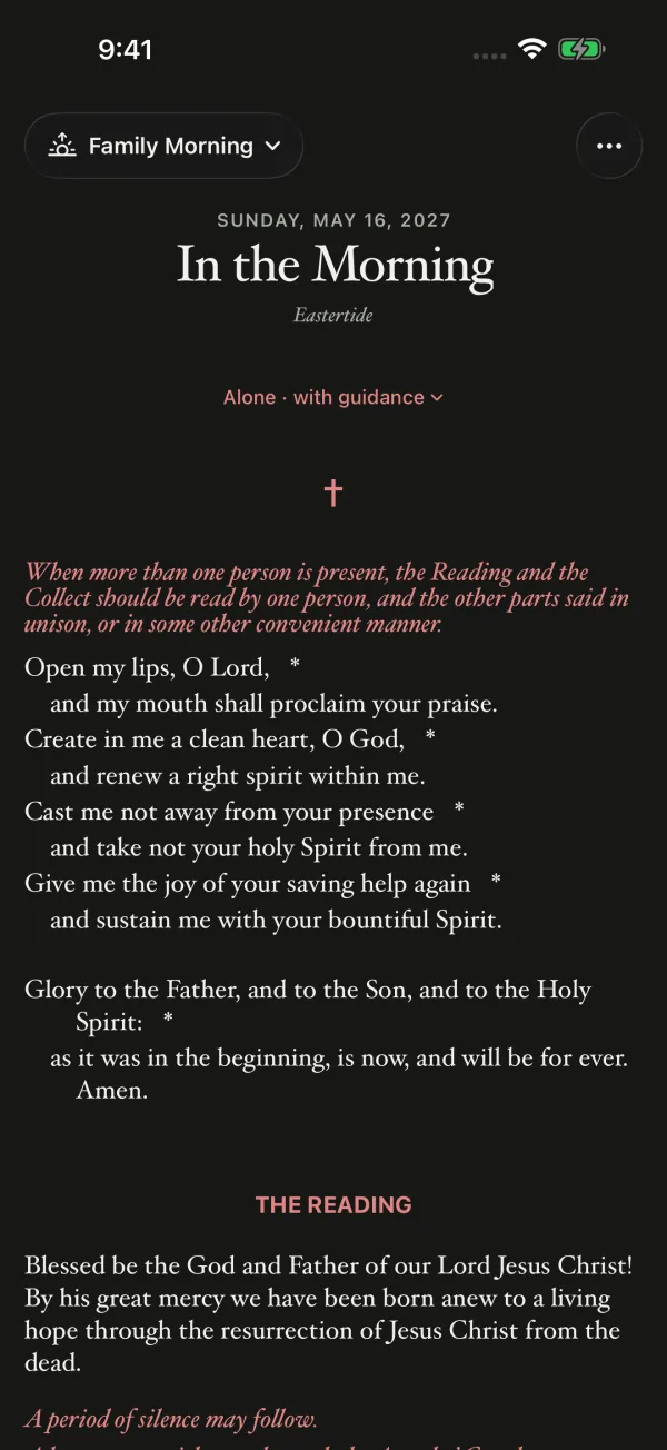 The Daily Devotion In the Morning, with its psalm and reading.