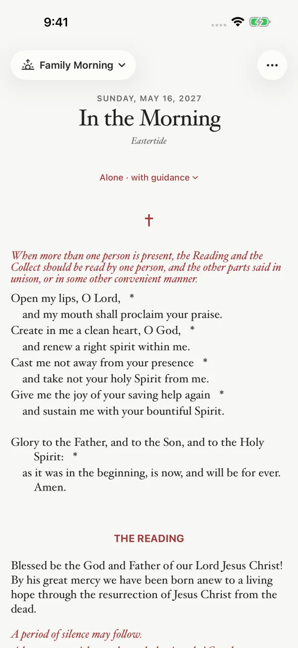 The Daily Devotion In the Morning, with its psalm and reading.